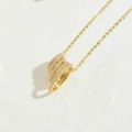 Elegant 14K gold plated necklace featuring a multi-layered spiral pendant with pavé zircons - Multi-layer White Zirconia Ring Style