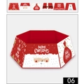 Red and white octagonal Christmas tree skirt featuring Santa and Gingerbread Man prints - Style 06 (Red/Gingerbread Man Snowman)
