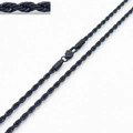 Minimalist black stainless steel twist rope chain necklace for men and women - 50cm (20 inches) / 3mm / Black
