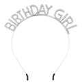 Silver rhinestone Birthday Girl headband with sparkling crystal letters for parties - Silver Joined Style