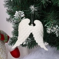 Ali di angelo bianche glitterate per decorazione albero di Natale su rami verdi - Ala d'angelo / 11.2*9.4cm