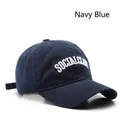 Vintage navy blue washed cotton baseball cap with white SOCIAL CLUB embroidery - Navy Blue