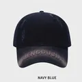 Casquette bleu marine avec broderie MENGDUJIA et détails vintage effet vieilli - M (54-58cm) / Bleu marine