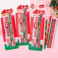 Christmas themed stationery set with ruler, pencils, eraser, and sharpener in red and green - Christmas Series