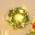 30cm Christmas wreath with cotton, pinecones, red berries and warm LED fairy lights - Green Leaf Cotton / 30cm / With Light
