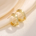 Polierte goldene, verflochtene Creolen im eleganten Dreilinien-Design für Damen - Gedrehte Creolen / Gold
