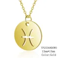 Minimalist gold stainless steel Pisces zodiac sign pendant necklace 13mm by 13mm - Pisces