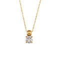 Halskette mit 18K Goldbeschichtung und rundem Zirkonia-Solitär-Anhänger für Damen - Rundperlen-Zirkonia-Anhänger-Halskette / Weiß