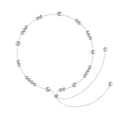 Elegant French vintage long pearl necklace in silver gray with adjustable slide clasp - Gray
