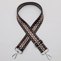 Ethnic style adjustable bag strap with brown and black zigzag geometric jacquard pattern - No. 598 (Zigzag Wave) / Silver