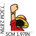 Luffy anime geborduurde patch voor tassen en kleding, maat 5 cm x 7,3 cm - W1LF-12-02