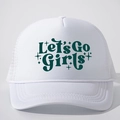Cappellino trucker bianco con stampa Let's Go Girls verde e rete traspirante sul retro - Taglia unica / Bianco Logo Verde