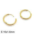 18K gold plated stainless steel 10x1.6mm round hoop earrings in polished finish - 10*1.6mm Gold Ke113781-z / A Pair Of [inner Diameters]