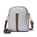 Chic grey PU leather crossbody bag with brown straps and premium gold hardware accents - Gray