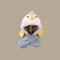 Winter light blue penguin hooded scarf for kids with soft plush lining and warm earflaps - Handmade Duck Grey-blue (1-4 Years Old)