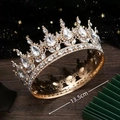 Golden crown hair accessory with sparkling rhinestones and a 13.5cm diameter size - Baroque Crown / Gold