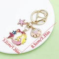 Rosa Meerjungfrau Schlüsselanhänger mit Seestern und Muschel für Handtaschen - Rosa Meerjungfrau Seestern Schlüsselanhänger