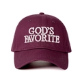 Vintage burgundy baseball cap with GOD'S FAVORITE white embroidery and adjustable strap - Adjustable / Burgundy