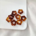 Amber 19mm acrylic flower charms set of eight pieces for DIY jewelry making - Amber Marbled