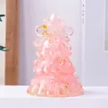 Pink crystal resin Christmas tree with gold leaf foil and Merry Christmas relief - Rose Quartz