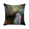 Detail of Halloween pillowcase featuring black cat and pumpkin with dream text print - Fantasy Dream Cat
