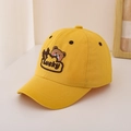 Detailed embroidery of a brown cartoon bear and Lucky text on yellow cotton baseball cap - 48-52cm (2-6 Years) / Yellow