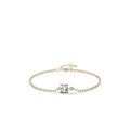 Elegant gold beaded S925 silver bracelet featuring a square sparkling zircon stone - 925 Silver / Gold