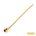 304 stainless steel straw spoon in gold finish with spiral long handle design - Spiral Long - Gold