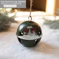 Dark green 8cm Christmas bell pendant featuring a snowman painting and star cutouts - Green Large Bell