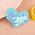 Sparkly heart hair clip with laser sequins in light blue and purple fish scale texture - Blue Hair Clip