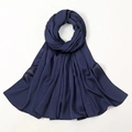 Elegant navy blue silk-feel satin hijab with lightweight draped fabric and soft texture - Light Navy