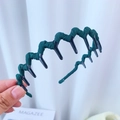 Dark green fabric wrapped headband with wavy inner teeth for women hair styling - Protective Cover Style / Dark Green Solid