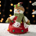 Sac cadeau bonhomme de neige de Noël en peluche rouge avec broderie dorée - AFLD6-1 Style Bonhomme de Neige Rouge 15x12x19cm
