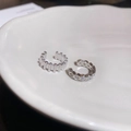 Set di orecchini a clip in argento con fascia geometrica e anello pavimentato di cristalli - Stile 7# Ear Cuff / Stile Geometrico Argento (Coppia)