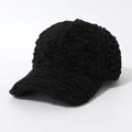 Thick fuzzy black baseball cap made of warm fleece fabric for autumn and winter - One Size / Black