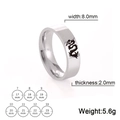 Anello punk da uomo in acciaio inox 8mm con totem drago nero e guida alle taglie - US 7 / 8mm / Color Acciaio