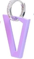 Irregular trapezoid cutout earrings with light purple V-shaped enamel charm - Platinum-Lavender
