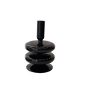 Three-tier stackable black ceramic candle holder with a glossy finish and a smooth texture - Black Three-Layer Disc (B3)