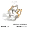 Dual-tone stainless steel wave ring with 1.79cm diameter and 1.28cm width specs - Wavy Two-tone Style (JDR0303034-PS) / Gold and Silver Two-tone