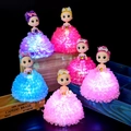 Set of five glowing Barbie dolls with colorful LED dresses for night market entertainment - Glowing Doll (OPP Bag)