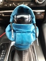 Blue hoodie car gear shift cover made of soft velvet with tiny drawstrings and pocket - Old Style Blue
