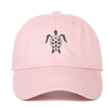 Berretto da baseball in cotone rosa con tartaruga marina ricamata e visiera curva - Rosa