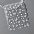 Sticker ongle 5D TL-046 avec perles 3D et motifs dentelle blanche sur fond gris sombre - Style Fleur Coeur Blanc Dégradé (TL-046)