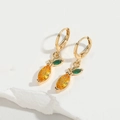 Boucles d'oreilles citron en plaqué or avec zircons cubiques jaunes et verts éclatants - Orange(ES2722-5)