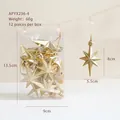 Set of 12 gold star-shaped Christmas tree ornaments in transparent packaging - Light Gold Octagonal Star / 12pcs