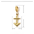 Technical drawing of a 19mm gold anchor pendant with size and weight specifications - Sagittarius (Anchor)