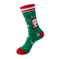 Groene kerstsokken met kerstmanpatroon en rood gestreepte boorden op witte achtergrond - 278-Groen Klimmende Kerstman