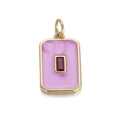 Detailed view of rectangular sunburst pendant with red stone and purple enamel inlay - YSN006-6 Rectangular Purple Enamel Red Gemstone Pendant
