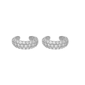 Luxurious silver-colored ear cuffs with pavé-set zircons on a clean white background - 24K / Pave Zirconia Wide Silver Ear Cuff (W80112-SS)