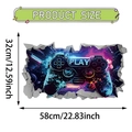 Adesivo murale 3D controller di gioco neon con scritta PLAY da 58x32cm - Stile Controller Neon Cyberpunk 3D (UV50646T_R)